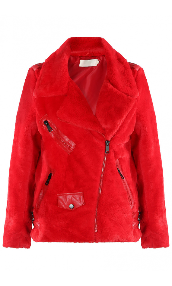 Red jacket fake fur