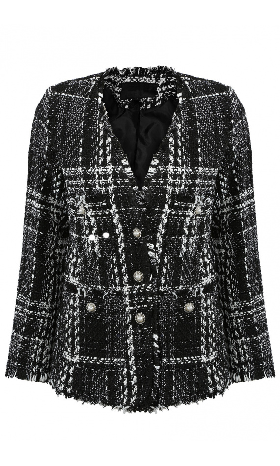 Black and white blazer in squared tweed