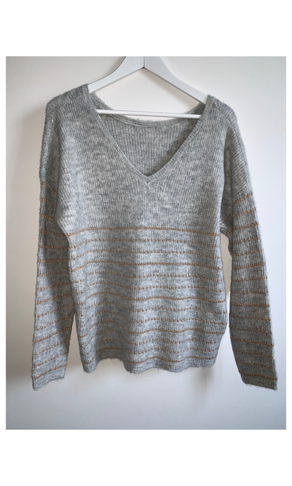 Gray v-neck sweater