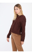 Brown twisted knit sweater