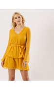 Yellow frilly dress with polka dots