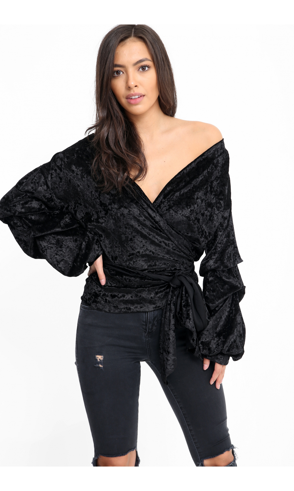 Velvet black blouse