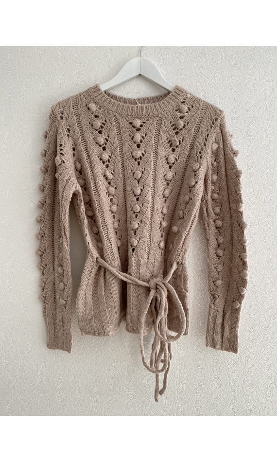 Old pink open work knit sweater