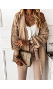 Cardigan with taupe mesh sleeves
