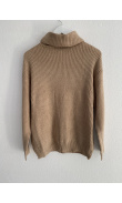 Taupe turtleneck knit sweater
