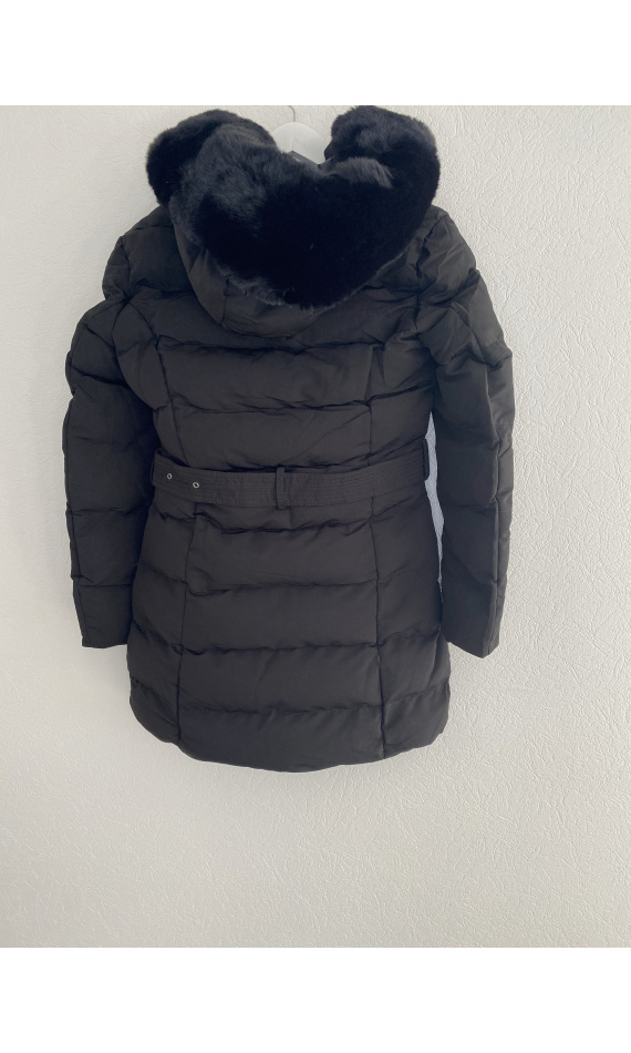 Black faux fur puffer jacket