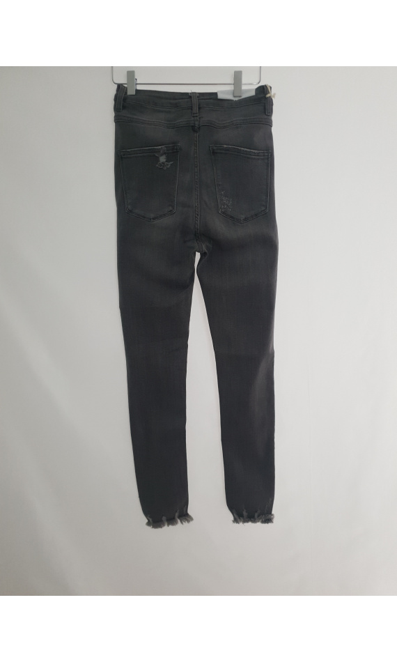 High-waisted grey jeans