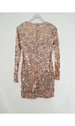 Skin-tight dress nude in sequin with long sleeve