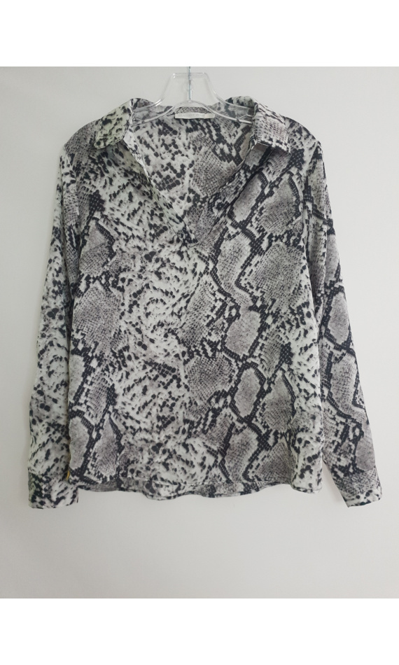 Gray blouse with snake print